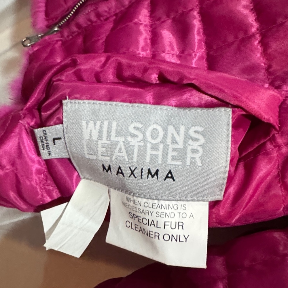Wilson's Maxima  Pink Rabbit Fur  quilted Reversible Jacket - Picture 6 of 9